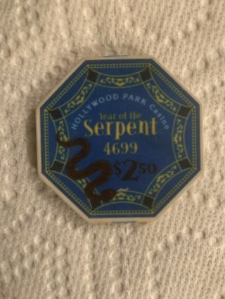 $2.  50 Hollywood Park Casino Chip Year Of The Serpent 2001