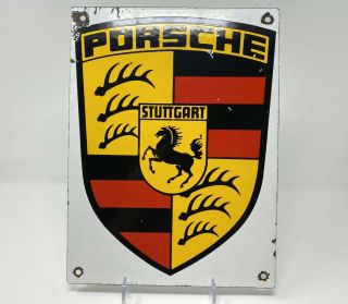 Porsche Dealer Vintage Metal Porcelain Enamel Sign 8 " X 12 "