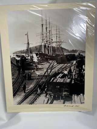 1905 Oakland Boat Yard Sailing Ship Trains Railroad Dock Vintage Photo Print