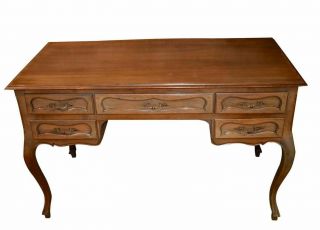 Antique Italian Five Drawer Writing Table Desk W/cabriole Legs