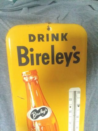 Vintage 1950 ' s Drink Bireley ' s Orange Soda Pop Metal Thermometer Sign 2