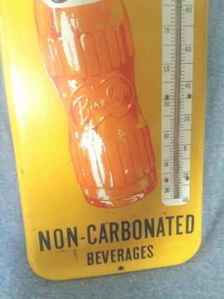 Vintage 1950 ' s Drink Bireley ' s Orange Soda Pop Metal Thermometer Sign 3