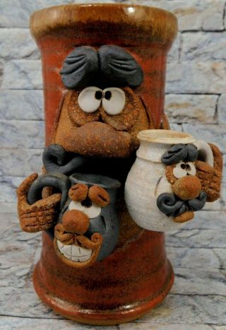 Robert Eakin Pottery Vintage Stoneware Mug Funny Face Tankard Stein Holding Cups