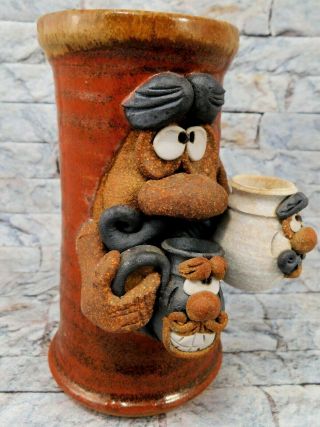 Robert Eakin Pottery Vintage Stoneware MUG Funny Face Tankard Stein Holding Cups 2
