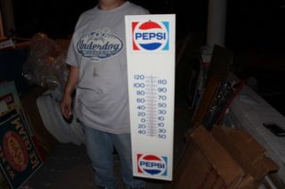 Vintage Pepsi Cola Soda Pop Gas Station 28 " Metal Thermometer Sign &