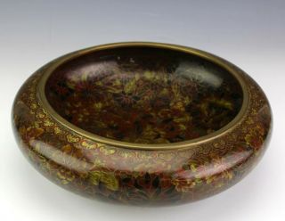 Vintage Chinese Export Zi Jin Cheng Red Green Brown Cloisonne Center Bowl NR SMS 3