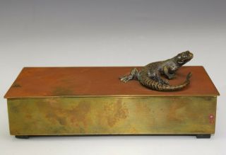 Vintage Bradley & Hubbard Lizard Brass Wood Lined Footed Dresser Jewelry Box Mws