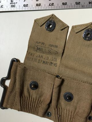 Ww1 Us Army Mills Woven Cartridge Ammo Belt Stamped April 1918; 10 Pockets Wwi