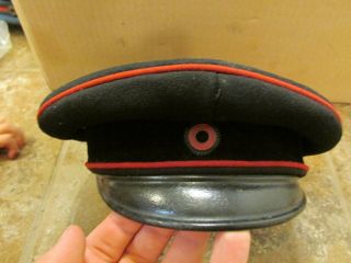 Imperial German Black Military Visor Cap With Red Piping