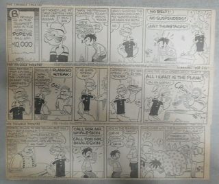 (211) Popeye Dailies By Bela Zaboley From 3 - 4,  7 - 12,  1943 Size: 3 X 12 Inches