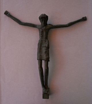 Large Antique African Bronze Crucifix Jesus Christian Tribal