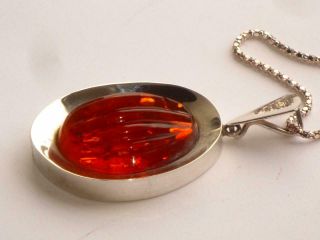 Very Unusual Very Large Antique Vintage Silver & Amber Pendant Necklace.