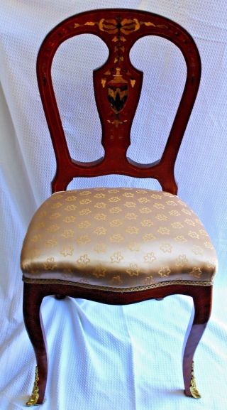 Antique Louis XVI Style Mahogany Dining Chairs w/ Painted Inlay - Set of Six 2