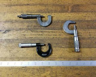 Vintage STARRETT Micrometer Tools • Brown & Sharpe Machinist Precision Gauges US 3