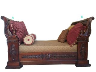 Antique Hand Carved Wood French Empire Daybed