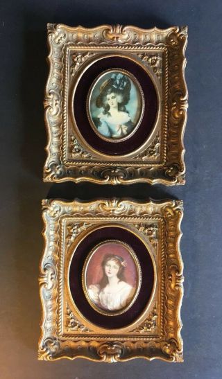 Vintage A Cameo Creation Framed Victorian Ladies Portraits
