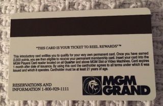 MGM GRAND Hotel & Casino Las Vegas Nevada Vintage 1990’s Player’s Slot Card 2
