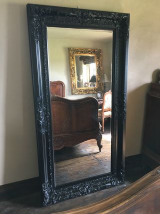 Black Ornate Boudoir Statement Large French Wall Dress Leaner Floor Mirror 6ft