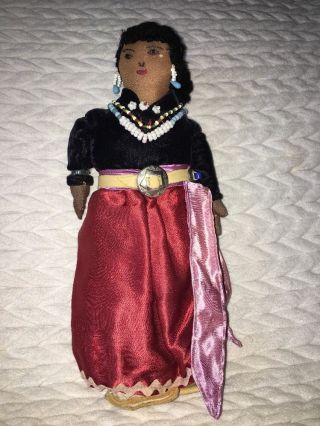 Vintage Navajo Indian Cloth Doll Woman Exquisite Handmade Hand Sewn Face Beaded