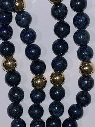 Vintage Lapis Lazuli & 14k Gold Bead Strand Necklace,  14k Gold Clasp - 32” Long 3