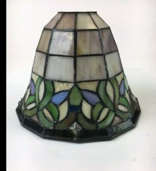 Vintage Small Tiffany Style Stained Leaded Art Glass Lamp Shade 6.  75”