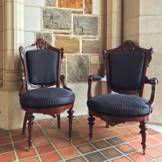 John Jelliff Victorian Renaissance Revival Armchair And Side Chair