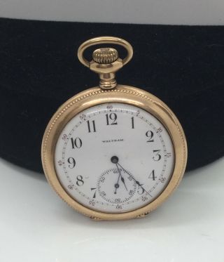 Waltham Gold Filled Open Face Pocket Watch 48 Mm