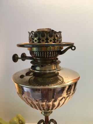 antique copper and brass arts and craft oil lamp with burner 2