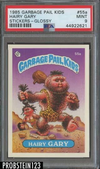 1985 Topps Garbage Pail Kids Gpk Stickers Glossy 55a Hairy Gary Psa 9