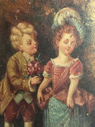 Antique 18th Century French Wood Panel Hand Painted Picture