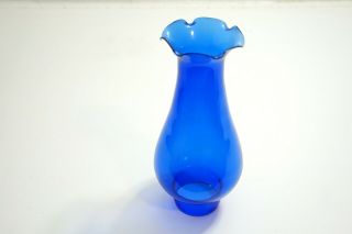Vintage Or Antique Deep Cobalt Blue Glass Chimney For Oil Lamp 8 " Tall 2 " Base