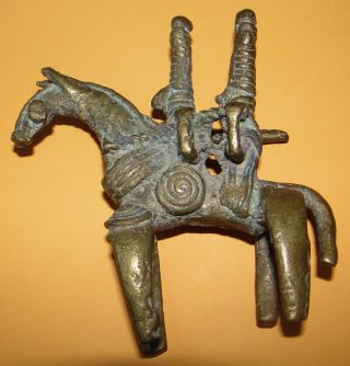 African Chad Sara Sao Kotoko Horseride Horseman Bronze Warriors Statue Sculpture