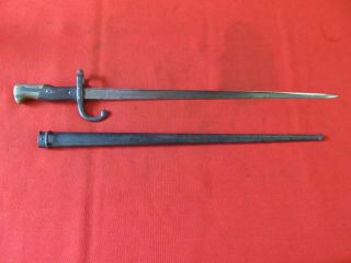 Antique French Mle Gras Sword Bayonet Dated 1877 With Scabbard