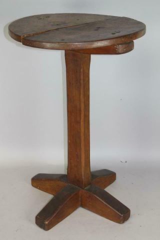 A Very Rare Plymouth Ma 17th C Pilgrim X - Base Trestle Base Candlestand In Maple