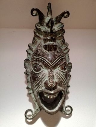 Antique African Bronze Mask From Benin