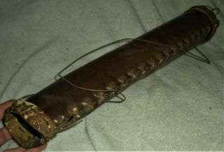 Antique 1890 - 1910 Plains Native American Indian Leather Quiver Great Patina Vafo