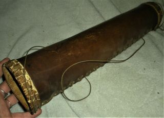 ANTIQUE 1890 - 1910 PLAINS NATIVE AMERICAN INDIAN LEATHER QUIVER GREAT PATINA vafo 3