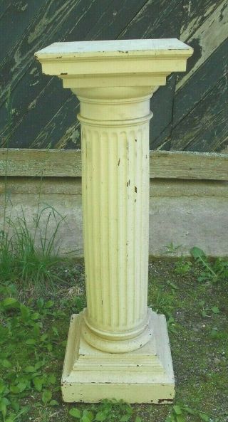 Antique Early 20th Century Fluted Classical Column Mahogany Pedestal
