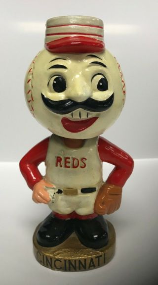 Cincinnati Reds Mascot Vintage Nodder Gold Base Bobblehead Bobbing Bobble Head