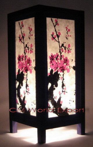 Asian Decor Table Lamps / Japanese Lantern Lamps Cherry Blossom Tree Design