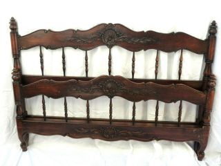 10549 French Antique Carved Wood Queen Size Bed Headboard/footboard/sideboard