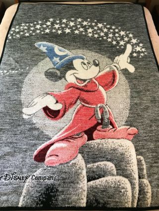 Vtg Biederlack Blanket Disney Mickey Mouse Sorcerer 