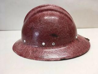 Vintage E.  D.  Bullard Hard Boiled RED Full Brim Fiberglass Helmet w/ Liner,  Strap 2
