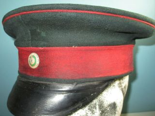 Green German Ww1 Saxon? Visor Cap Hat Mutze Kradche Helmet Shako Kepi X