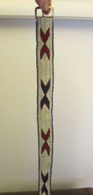 Plains Line Stitched Beaded Belt 32 " Lakota? Antique / Old