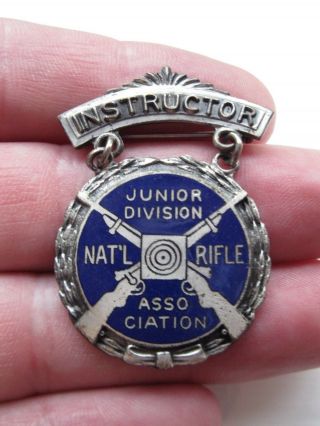 Rare.  Vintage National Rifle Association Nra Instructor Enamel Badge Pin