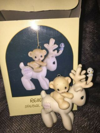 Vintage Precious Moments Reindeer Christmas Ornament