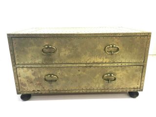 Vintage Brass Clad Storage Chest Mid Century Trunk Boho Coffee Table Sarreid Ltd