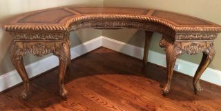 Stunning (huge) Heavily Carved Ornate Louis Xv Style Writing (demi - Lune) Desk