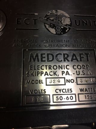 Medcraft ECT Unit B - 24 Shock Therapy Electroshock 1950s Vintage Conditio 3